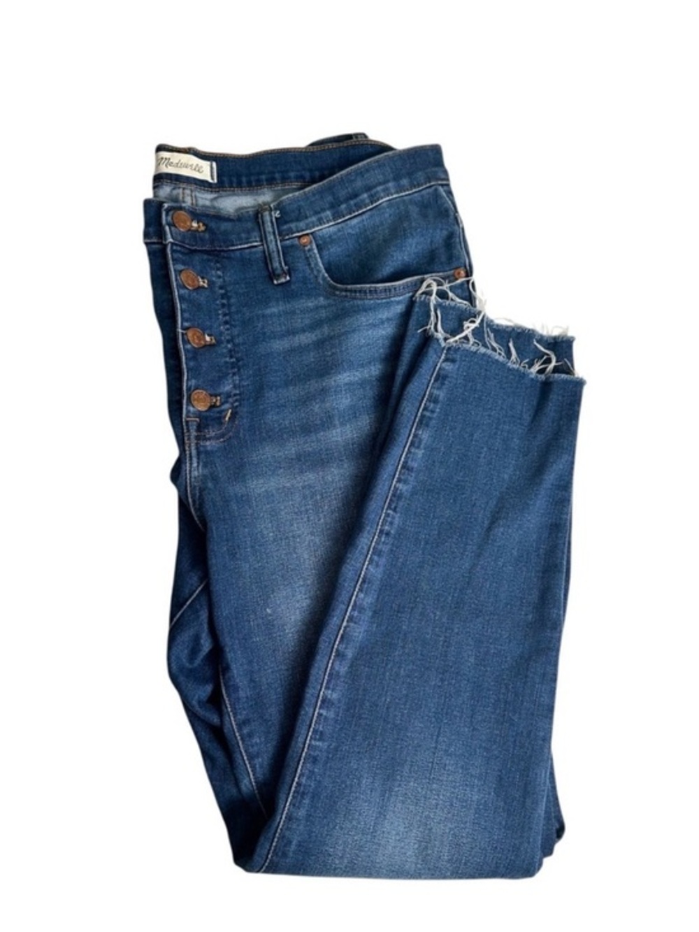 Madewell 9” Mid Rise Skinny Jeans 27 Button Fly Raw Hem - Picture 4 of 8